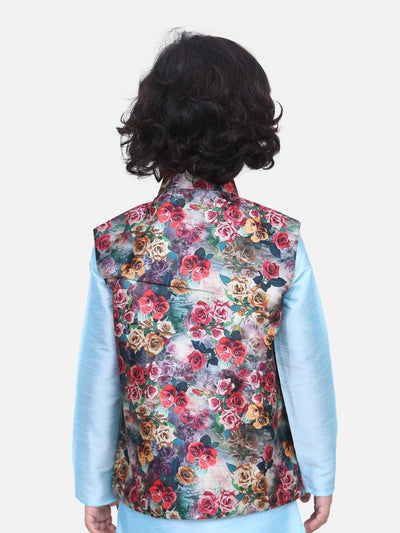 5 Bright Rose Digital Print Nehru Jacket