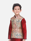 Golden Beige Designer Digital Print Nehru Jacket
