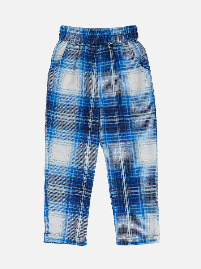 Lilpicks Blue Check Waistcoat with Pant Set