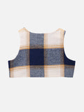 Lilpicks Dark Blue Check Waistcoat with Pant Set
