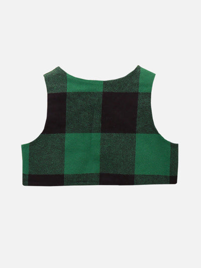 Lilpicks Green Check Waistcoat with Pant Set