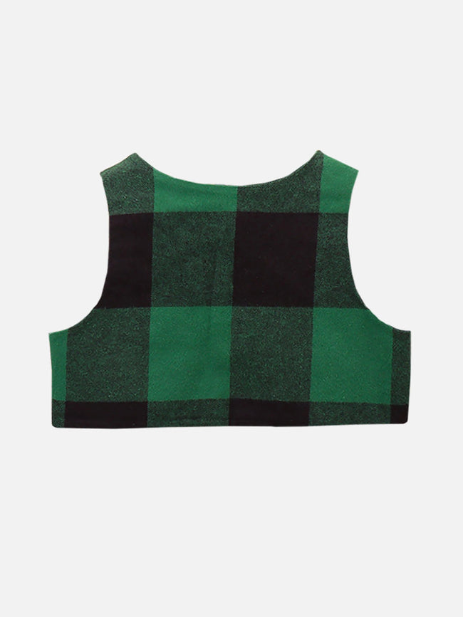 Lilpicks Green Check Waistcoat with Pant Set