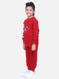 Maroon French Terry Full Sleeve doll SweatShirt With Jogger
