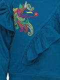 Teal French Terry Full Sleeve Unicorn SweatShirt