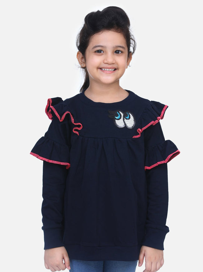 Navy French Terry Full Sleeve Funky SweatShirt