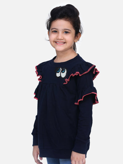Navy French Terry Full Sleeve Funky SweatShirt