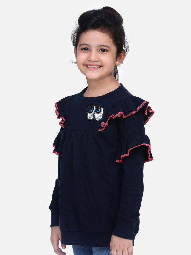 Navy French Terry Full Sleeve Funky SweatShirt