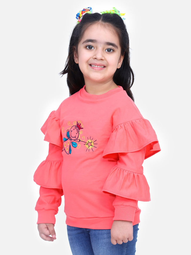 Coral French Terry Full Sleeve Doll SweatShirt