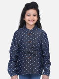 Denim Heart Print Belted Coat