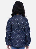 Denim Heart Print Belted Coat