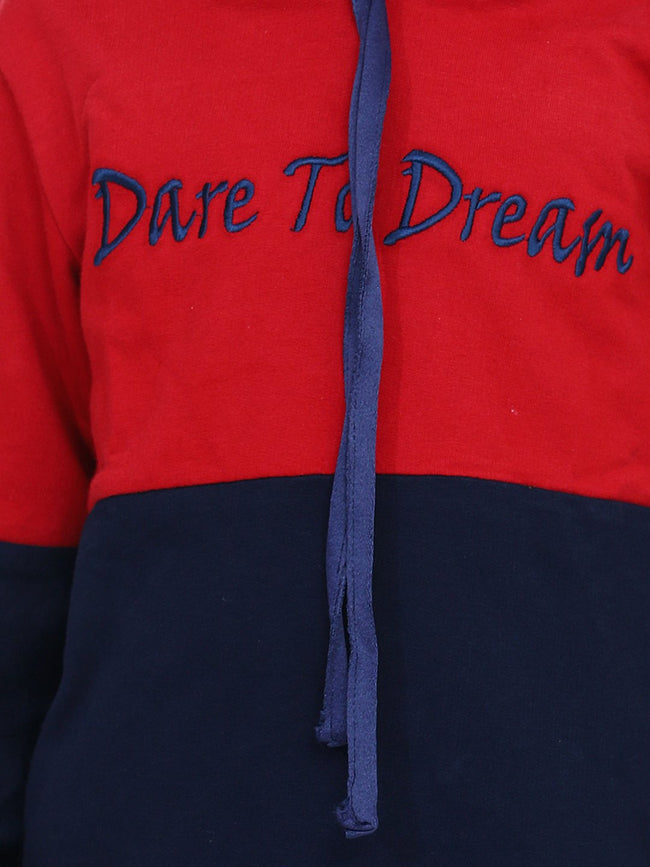 Maroon Colorblock French Terry Full Sleeve SweatShirt