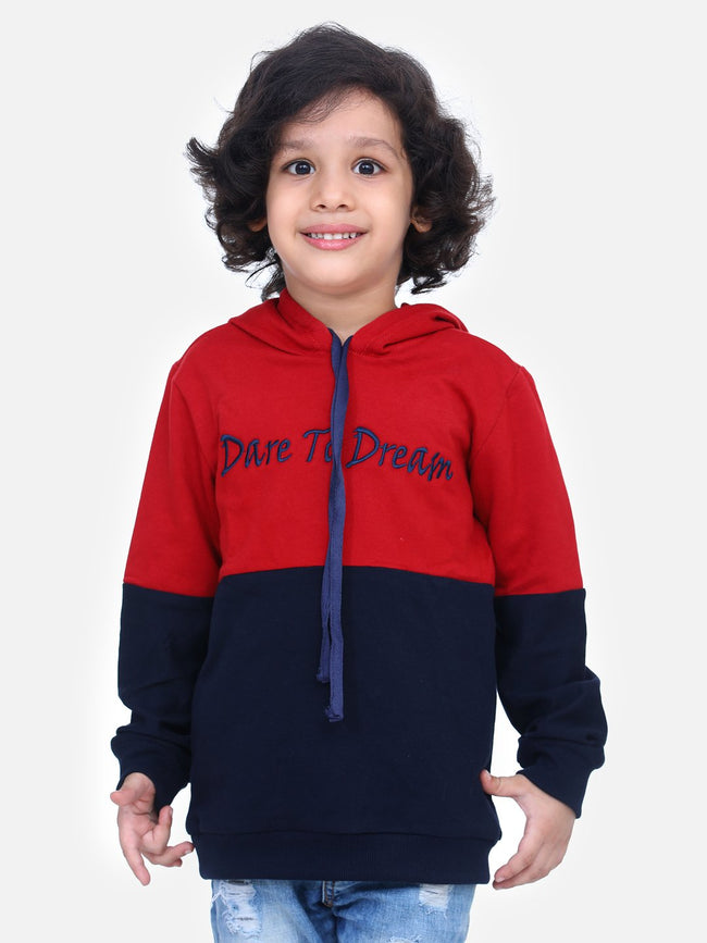 Maroon Colorblock French Terry Full Sleeve SweatShirt