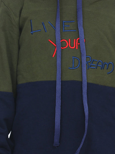 Green ColorBlock French Terry Full Sleeve SweatShirt