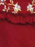 Brown Bell Sleeves embroidery Full Sleeve SweatShirt
