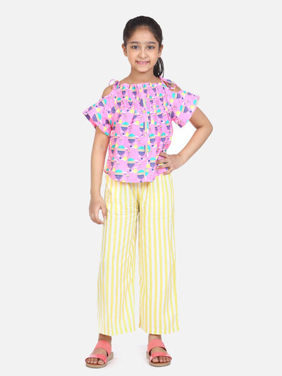 lilpicks Balloon Print Pink Yellow Clothing set