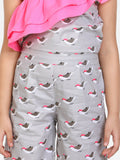 lilpicks Grey Bird Print Full Jumpsuit