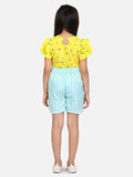 lilpicks Yellow Blue Floral Shorts Set