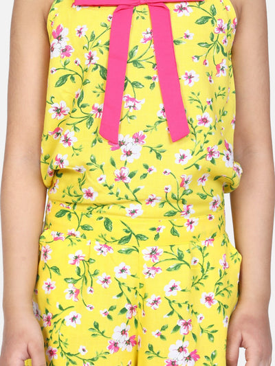 lilpicks Bright Yellow Floral bell Jumpsuit