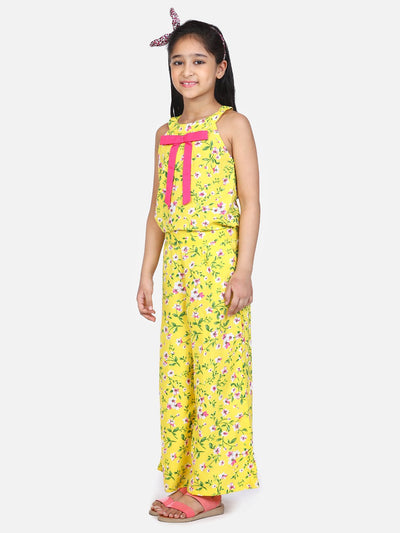 lilpicks Bright Yellow Floral bell Jumpsuit