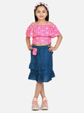 lilpicks Pink Blue Striped Skirt Set