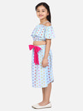 lilpicks Sky Blue Off shoulder Skirt Set