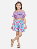 lilpicks Purple Blue Fashionable Shorts Set