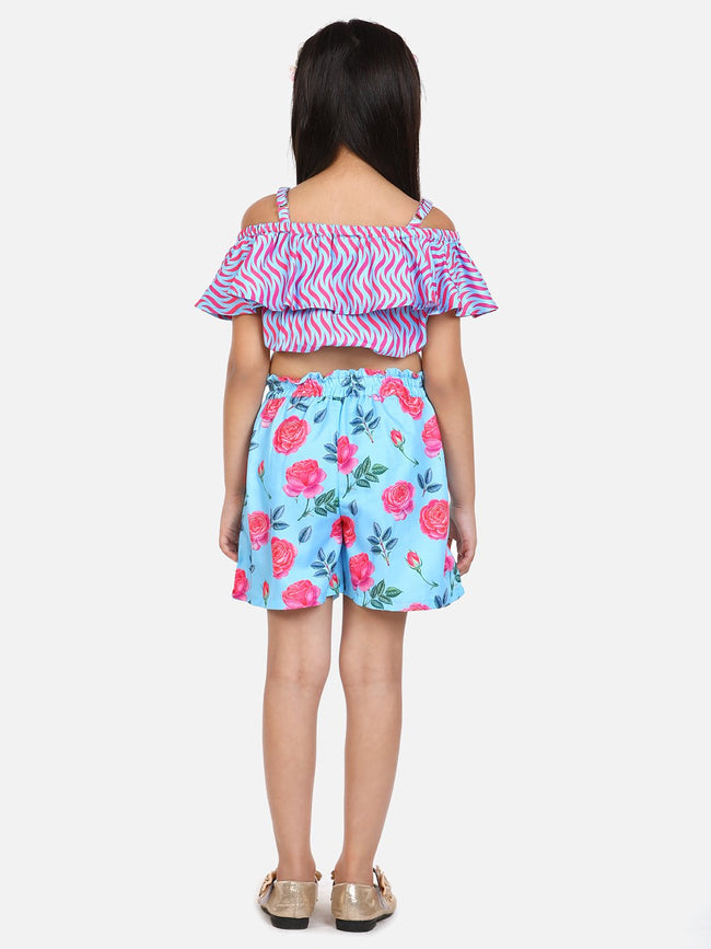 lilpicks Purple Blue Fashionable Shorts Set