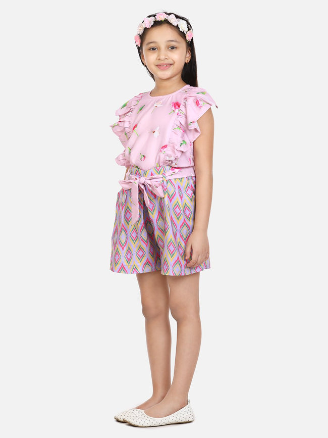 lilpicks Baby Pink Fashionable Shorts Set