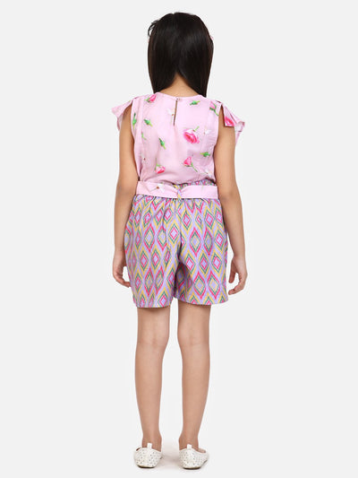 lilpicks Baby Pink Fashionable Shorts Set