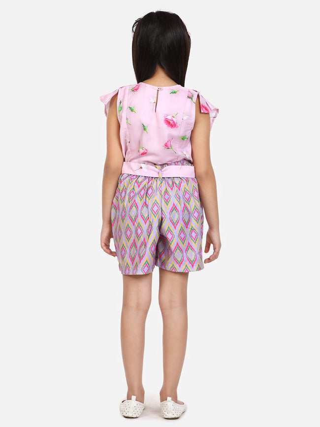 lilpicks Baby Pink Fashionable Shorts Set