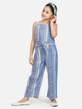 lilpicks Organic Cotton Weaved Blue Full Jumpsuit