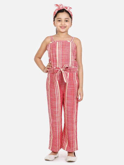 lilpicks Organic Cotton Weaved Maroon Full Jumpsuit