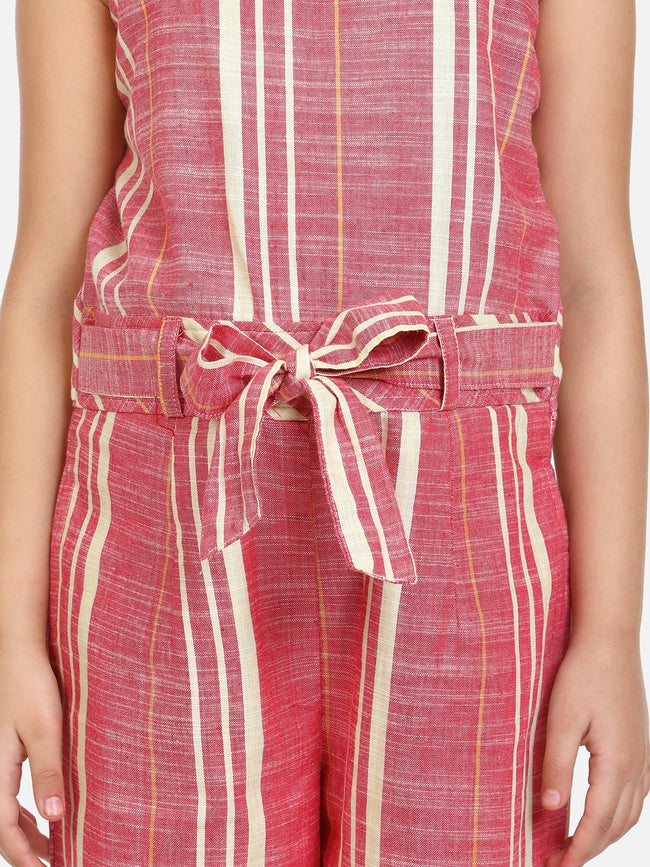 lilpicks Organic Cotton Weaved Maroon Full Jumpsuit