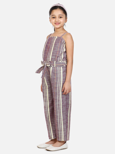 lilpicks Organic Cotton Weaved Purple Full Jumpsuit