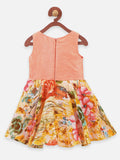 lilpicks Peach Floral Peplum Partywear Dress