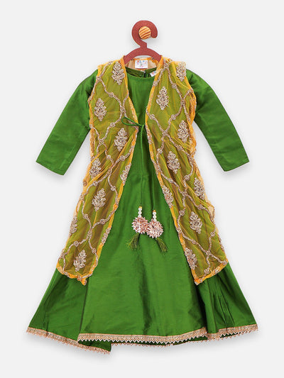 lilpicks Green Mustard Jacket Gown