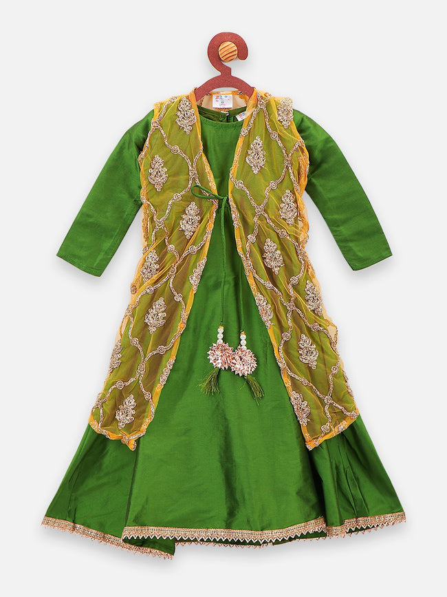 lilpicks Green Mustard Jacket Gown