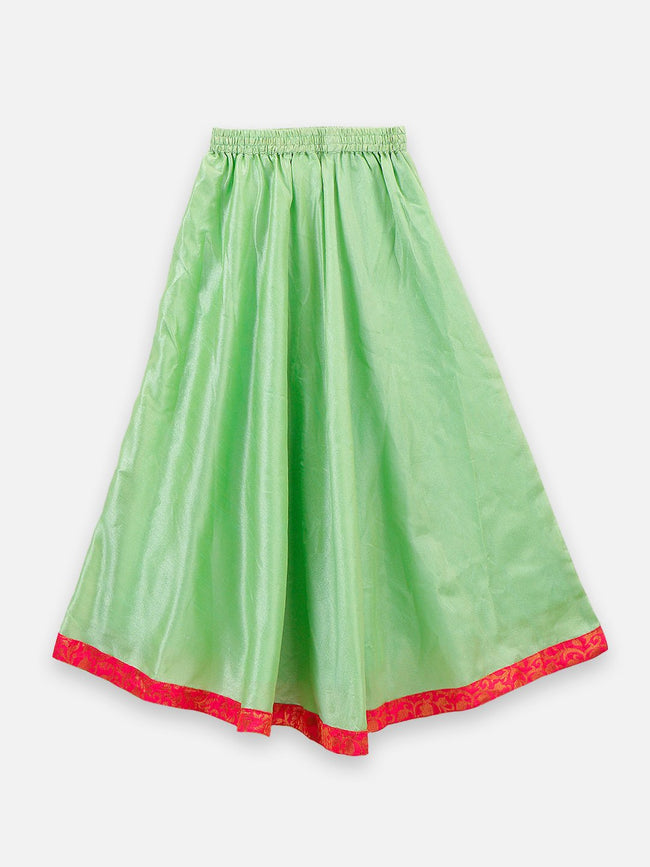 lilpicks Peach Jacquard peplum Jacket and Lehnga Set