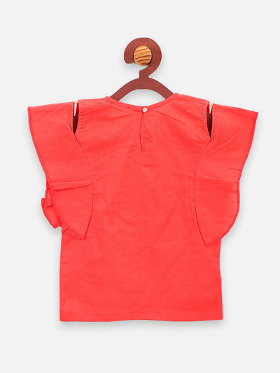 lilpicks Orange Ruffle Butterfly Top 