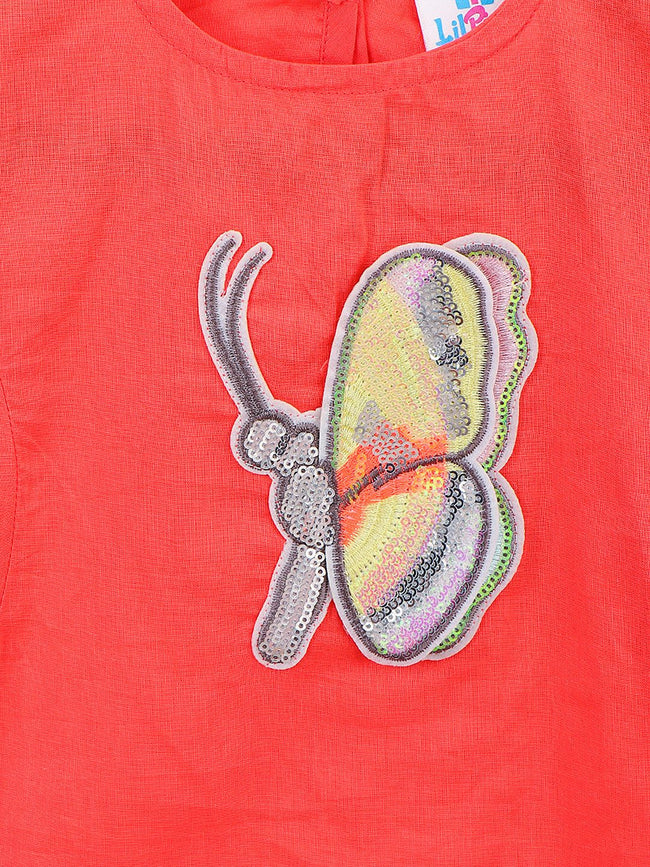 lilpicks Orange Ruffle Butterfly Top 