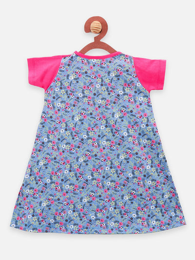 lilpicks Blue flower Printer Dress
