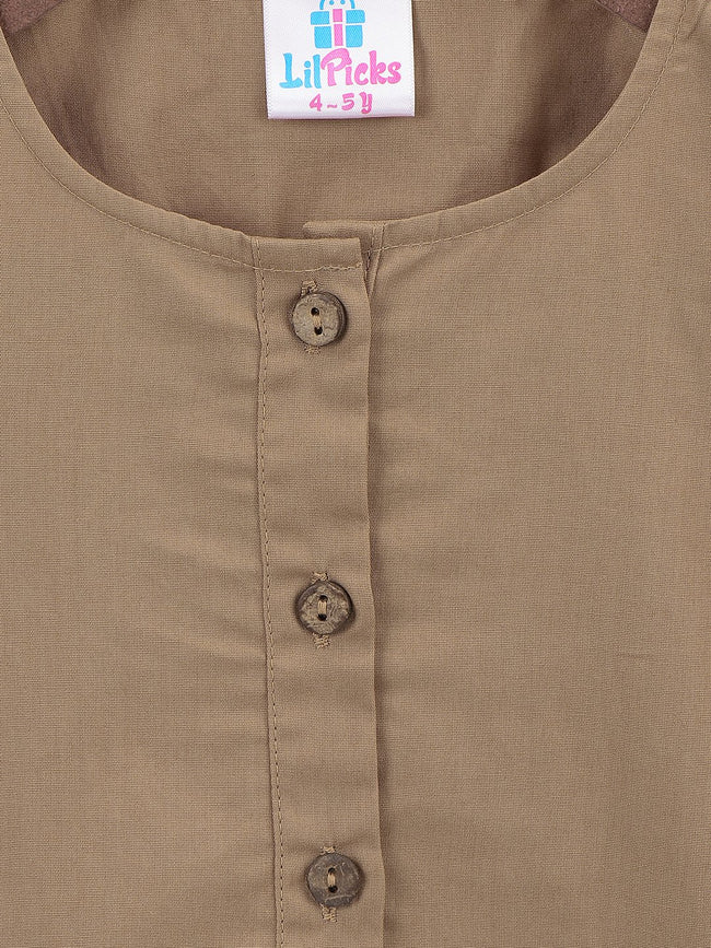 lilpicks BeigeCotton Kurta Pajama Set