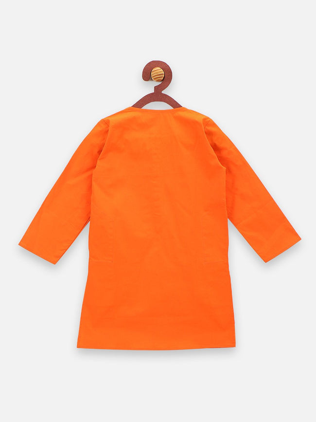 lilpicks Orange  Cotton Kurta Pajama Set
