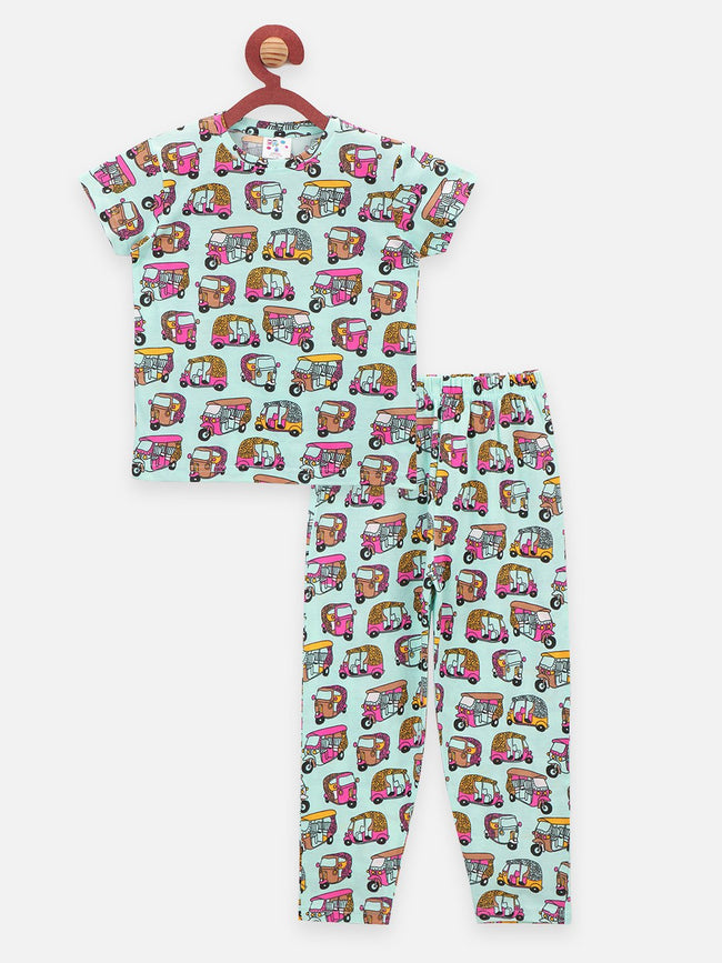 Lilpicks Auto Print Cyan Nightsuit