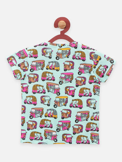 Lilpicks Auto Print Cyan Nightsuit