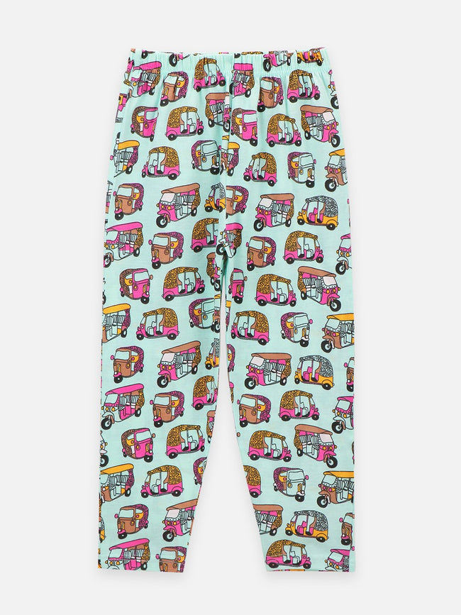 Lilpicks Auto Print Cyan Nightsuit