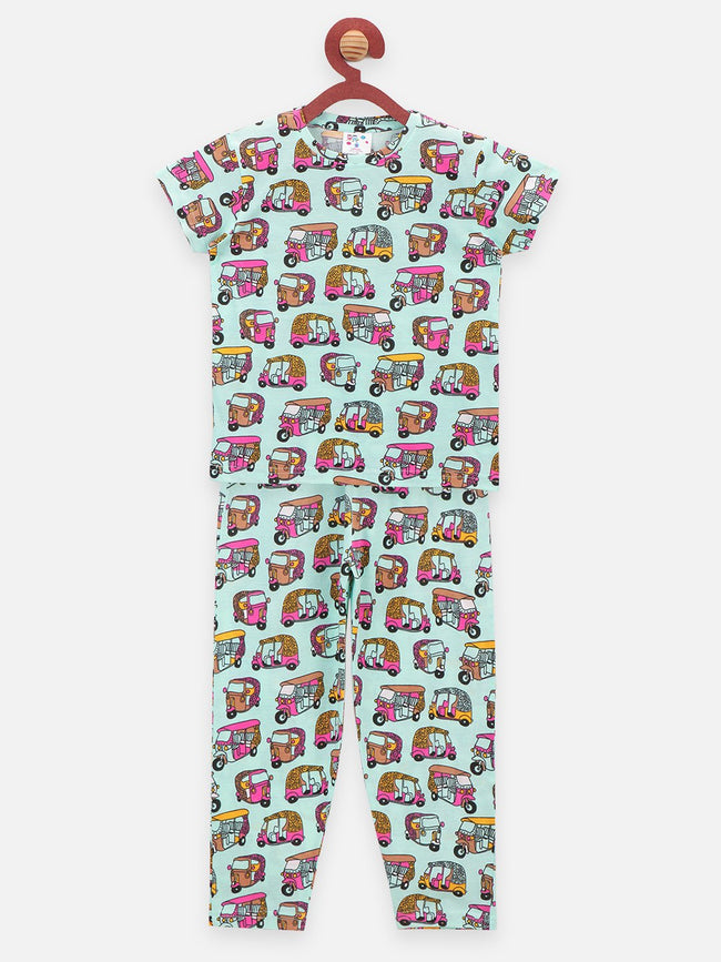 Lilpicks Auto Print Cyan Nightsuit