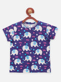 Lilpicks Navy Elephant print Nightsuit