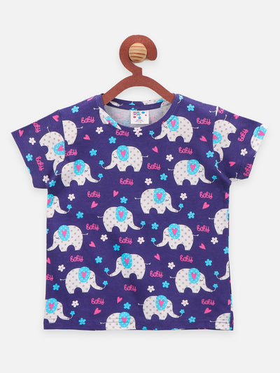 Lilpicks Navy Elephant print Nightsuit
