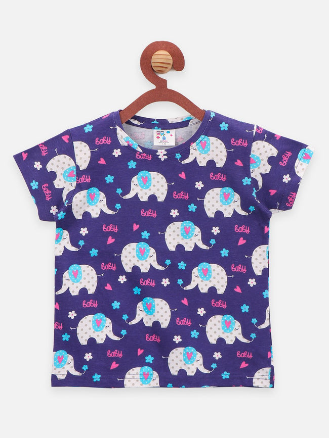 Lilpicks Navy Elephant print Nightsuit
